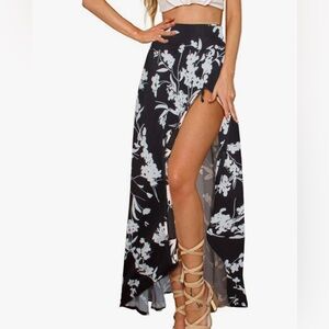 Floral Black and White Women's Skirt